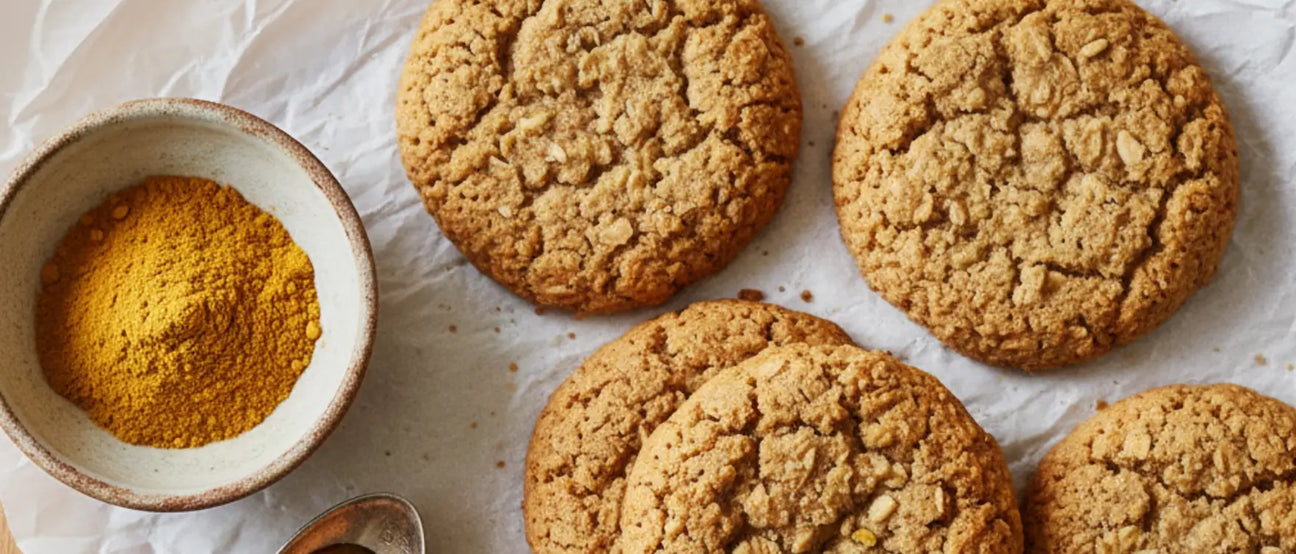 Anti-inflammatory turmeric ginger cookies made with warming spices for healthy holiday baking.