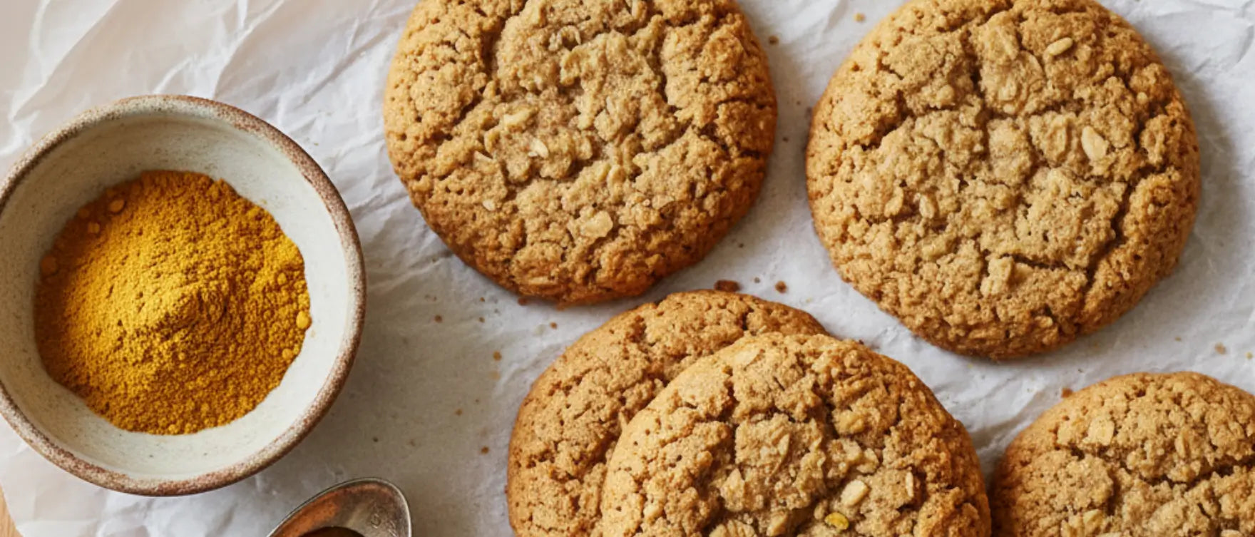 Anti-inflammatory turmeric ginger cookies made with warming spices for healthy holiday baking.